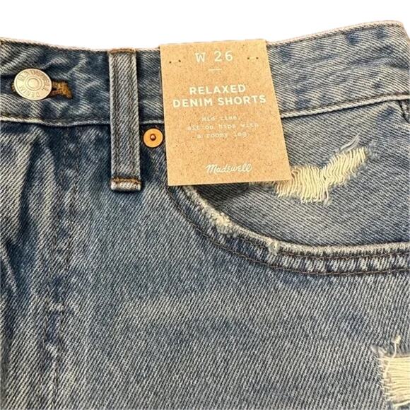 MADEWELL Relaxed Denim Shorts in Renfield Wash: Destructed Edition Size 26 NWT - Picture 9 of 11